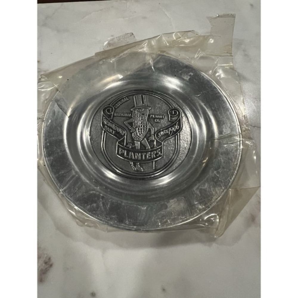 Vintage Limited Edition Planters Peanuts Pewter Plate‎ Advertising - in package